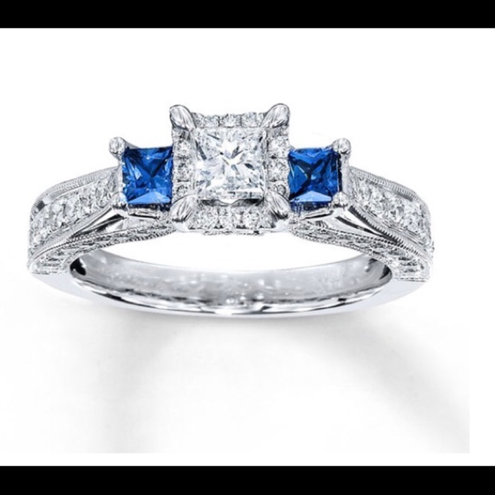 Genuine 1 ct tw Diamond Ring with Blue Topaz.